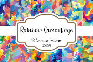 Rainbow Camouflage Seamless Patterns, a Pattern Graphic by PrintablesByFranklyn