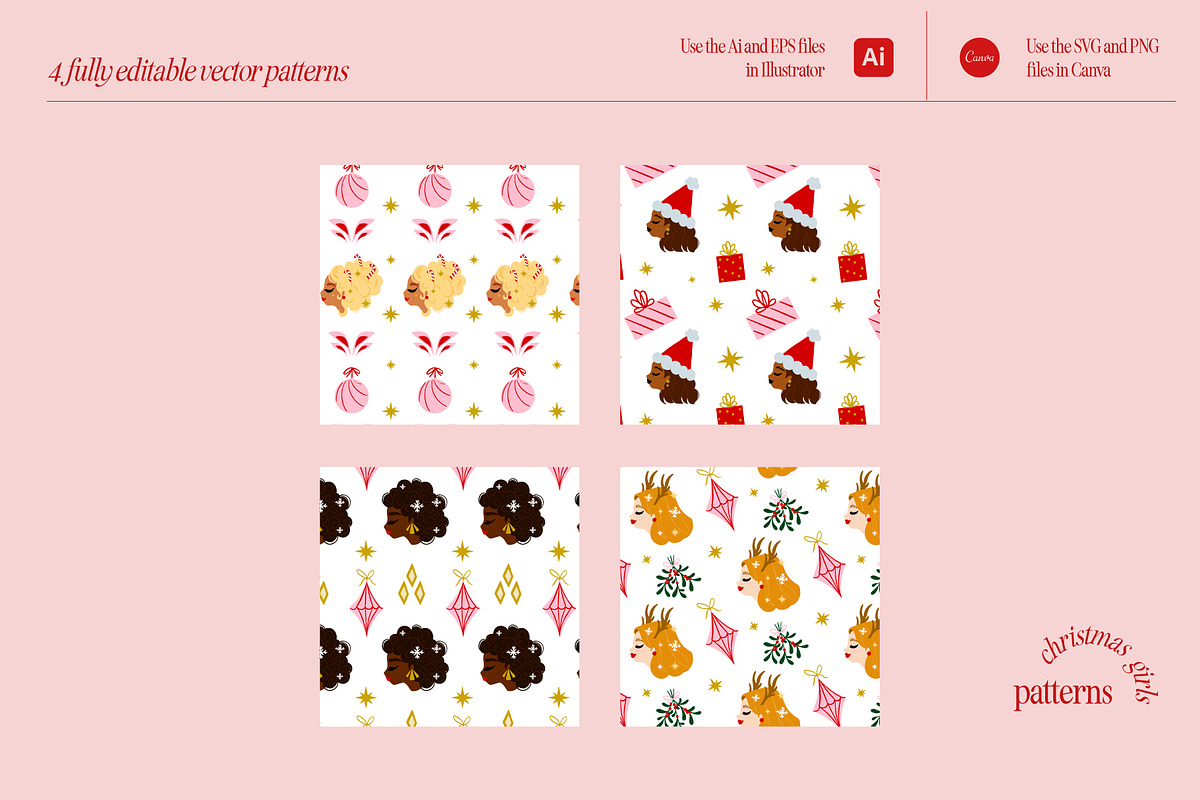 Christmas girls Collection, a Decorative Illustration by The Creative Butternut (Photo 6 of 9)
