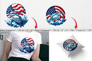 Shark 4th of July Clipart, a Graphic by Artnoy (Thumbnail 3 of 5)