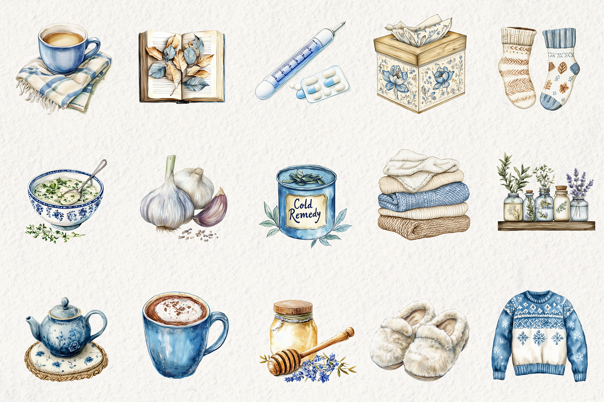 Watercolor Cold Season Clipart, an Illustration by NadiaTheronArt (Photo 2 of 5)
