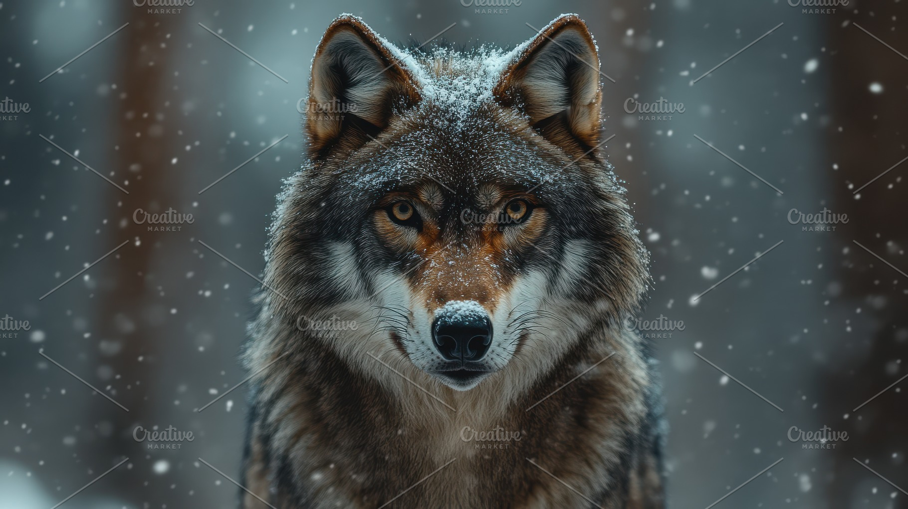 Wolf portrait in winter: A majestic, an Animal Photo by Pixeness Studio