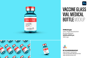 Vaccine Glass Vial Bottle Mockup