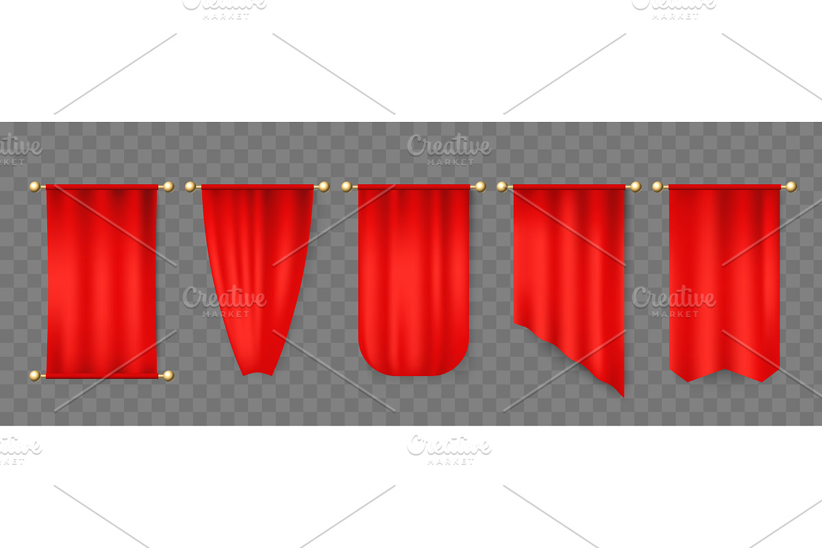 Realistic vertical red pennant on, an Object Illustration by Vectorbuum