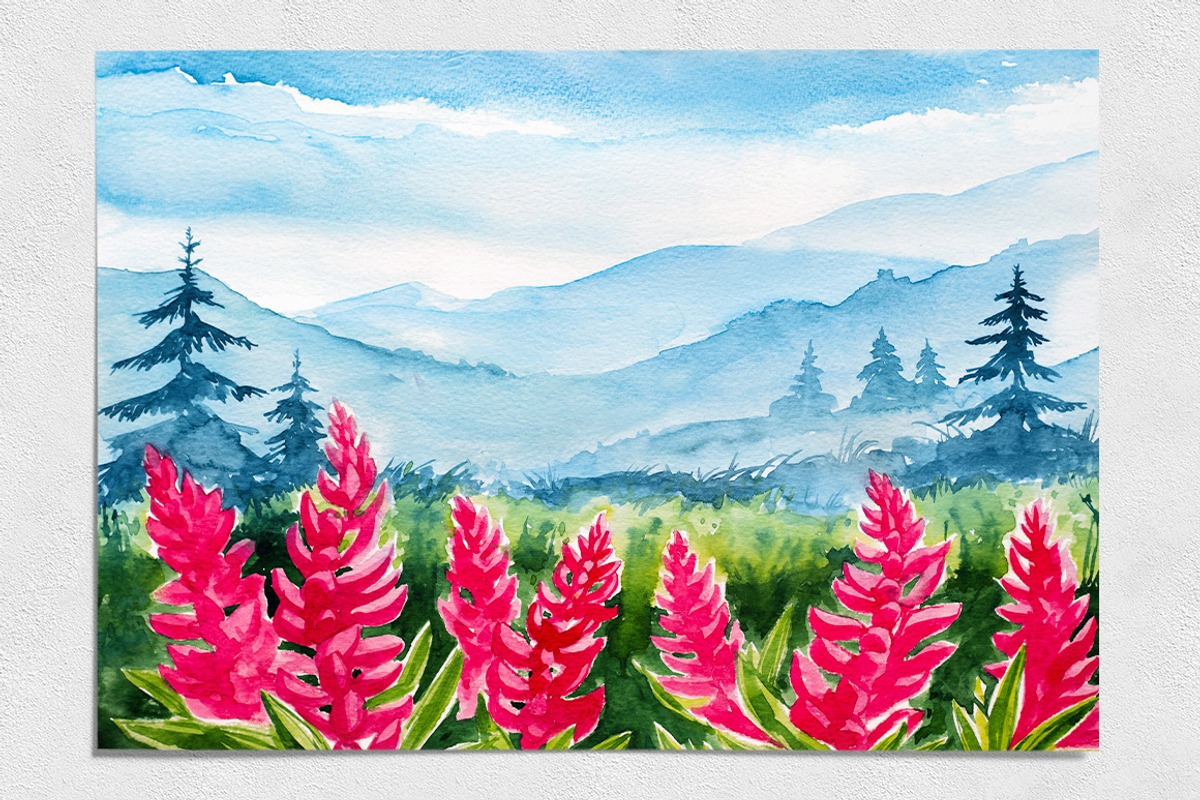Spring Landscapes. Watercolor., an Illustration by AlexGreenArt (Photo 9 of 13)
