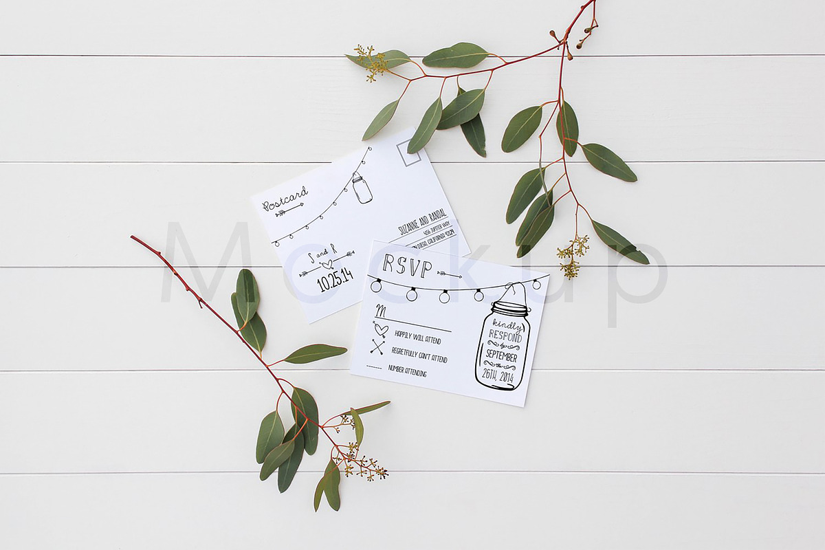 A2 Postcard Mockup - Eucalyptus 2, a Print Template by ILLONA GRAPHICS (Photo 5 of 5)