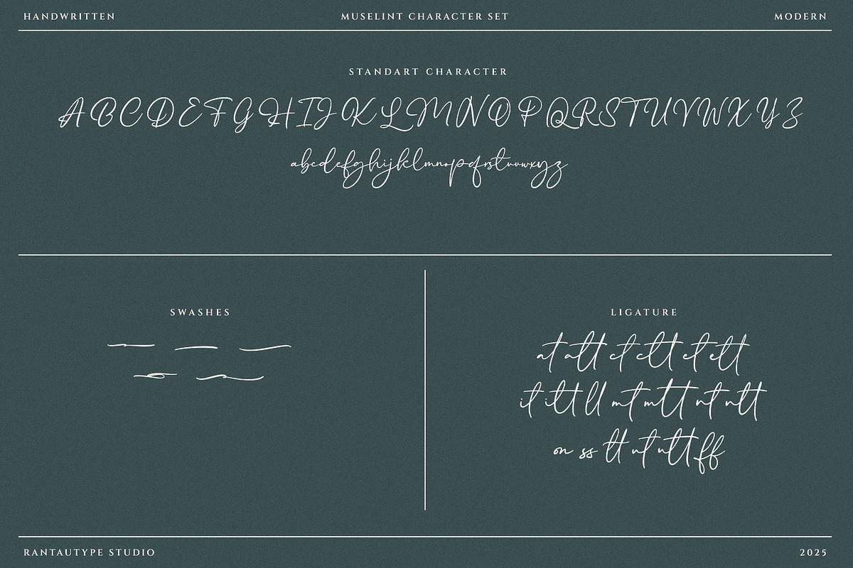 Muselint Modern Handwritten Font, a Script Font by RantautypeStudio (Photo 18 of 18)