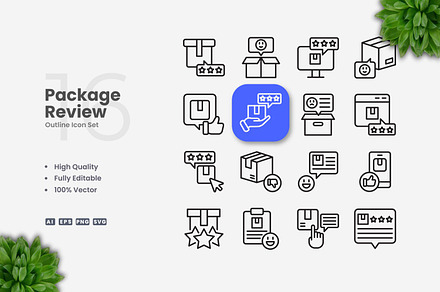 Package Review Outline Icons, an Icon by Upnowgraphic
