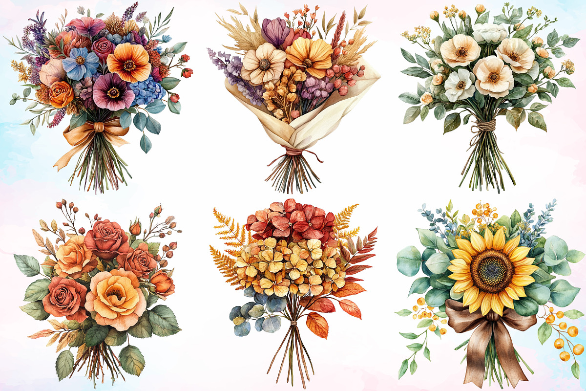 Autumn Wedding Flowers Bouquet, a Seasonal Illustration by Canvas Craft (Photo 3 of 7)