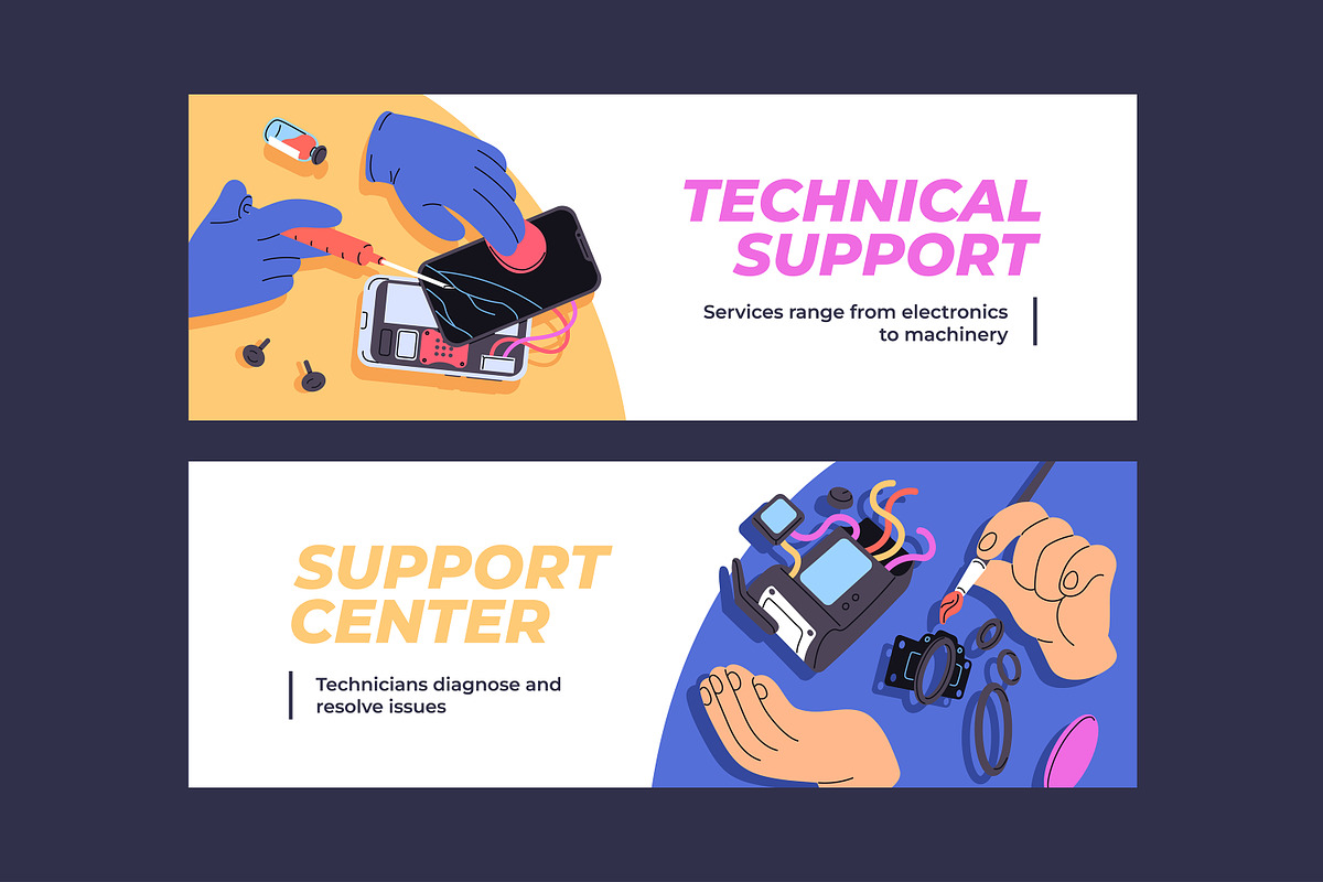 Electronics repair set, ad templates, a Technology Illustration by PaperTrident (Photo 3 of 10)
