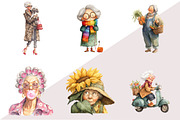 Watercolor Old Lady Quirky Clipart, an Illustration by Design Market (Thumbnail 3 of 3)