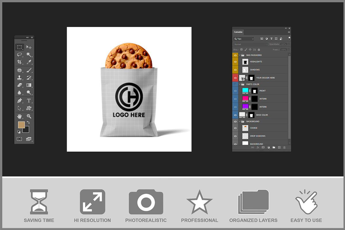 Cookie Bag Packaging PSD, a Product Mockup by Bruno's Shop (Photo 2 of 3)