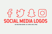 Social Media Line Icons Pack, an Outline Icon by Abstracto-Create (Thumbnail 1 of 5)