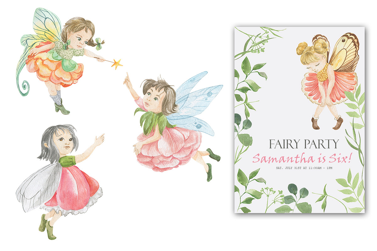 Flower fairies. watercolor set, an Illustration by Love Watercolor Store (Photo 3 of 8)