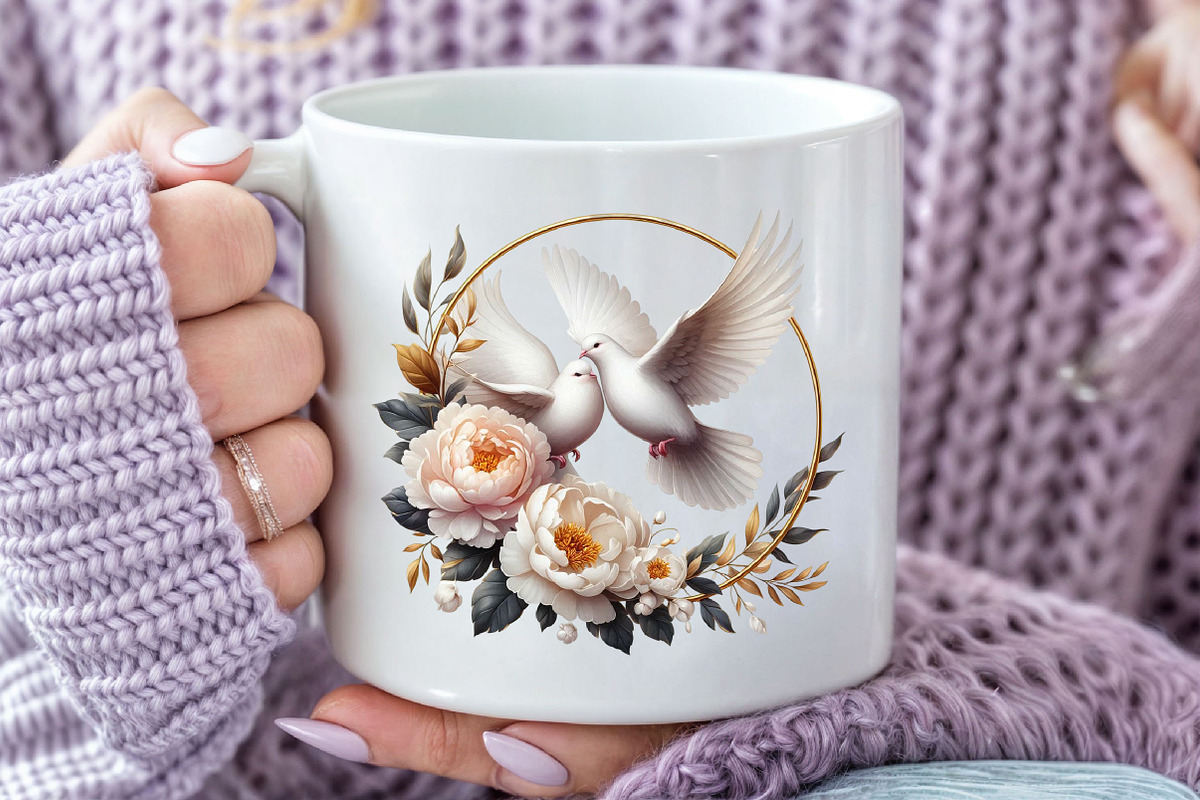 Summer Wedding Doves Clipart, an Illustration by Pixels.Craft (Photo 4 of 7)