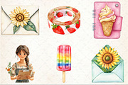 Watercolor Summer Planner Clipart, an Illustration by Rose Art (Thumbnail 3 of 4)