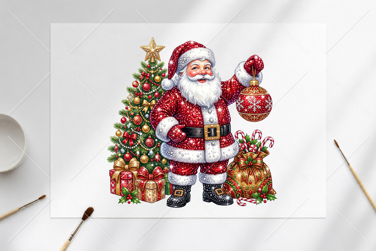 Rhinestone Santa Claus Christmas PNG, a Seasonal Illustration by Canvas Craft (Photo 6 of 6)