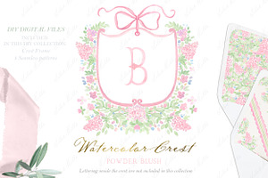 Powder Blush Pink Watercolor Crest, a Graphic by LABFcreations