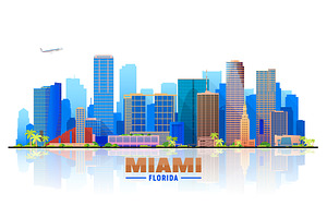 Miami Florida, US vector skyline