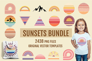 Retro Vintage Sunsets - 2438 PNG.