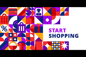 Shopping geometric banner, a Decorative Illustration by Buch&Bee
