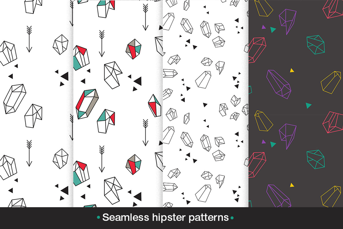 Seamless hipster patterns set, a Pattern Graphic by mikka_kika