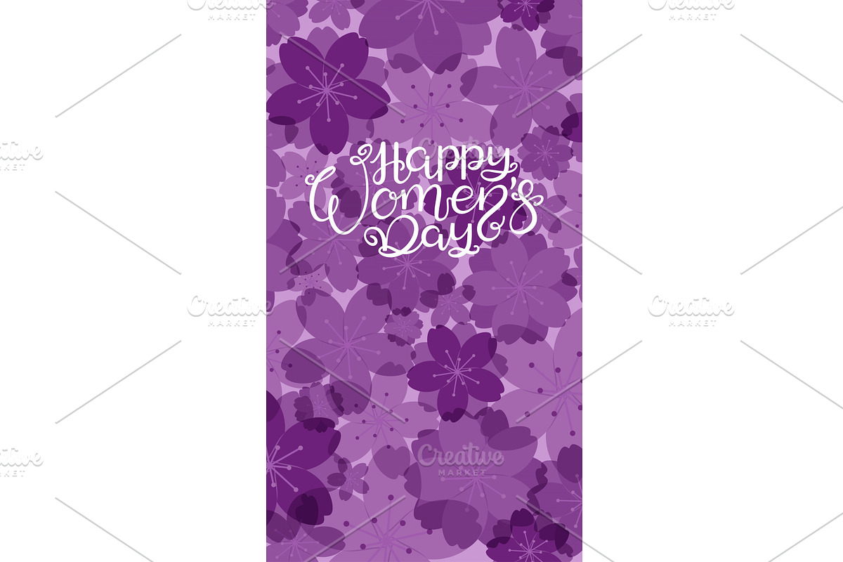 Happy Womens Day lettering on purple, a Seasonal Illustration by sceptical cactus