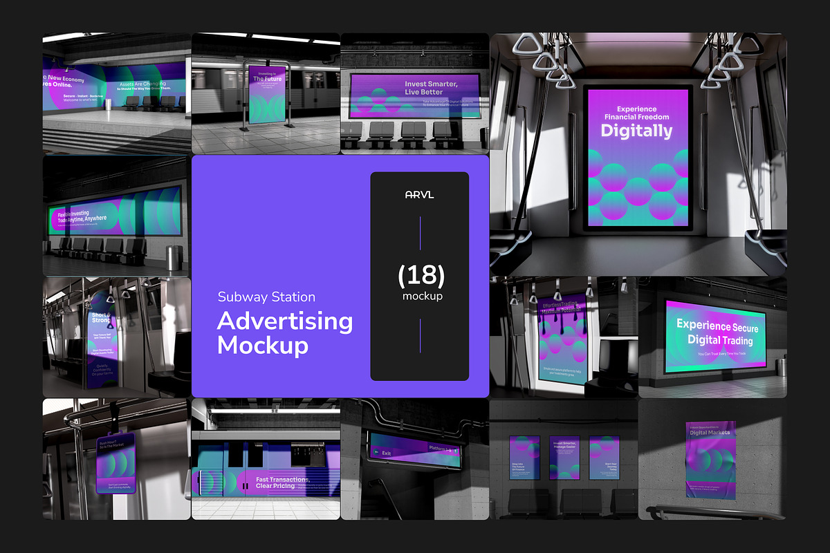 Subway Advertising Set Mockup, a Mockup by Arvalamockup (Photo 1 of 10)