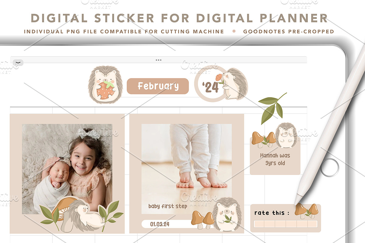 cute hedgehog digital sticker planne, a Design Template by hanacrochetdesign (Photo 5 of 7)