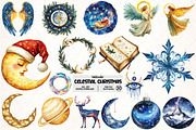 Celestial Christmas Clipart, an Illustration by Pixels.Craft (Thumbnail 1 of 7)
