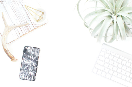 Marble iphone white desk style image stock photo containing styled stock