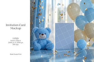Boy baby shower invitation mockup PS
