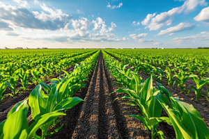 Rows of young lettuce seedlings in sunny field, a Nature Photo by AlyaAnd