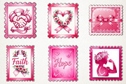 Breast Cancer Postage Stamp Clipart, an Illustration by RobertsArt (Thumbnail 3 of 5)