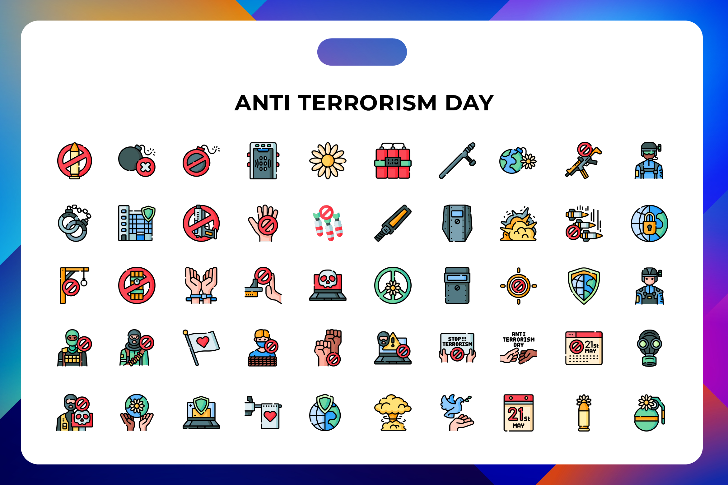 Anti Terrorism Day Icons, an Icon by Wencory