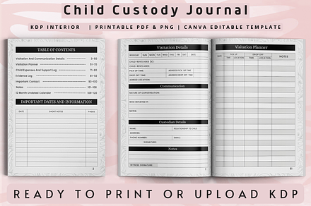 Child Custody Journal, a Templates & Theme by Book2bees