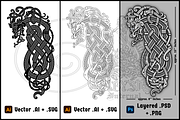 Viking Head Tattoo - Norse Dragon, a Decorative Illustration by Abysm Internal (Thumbnail 2 of 3)