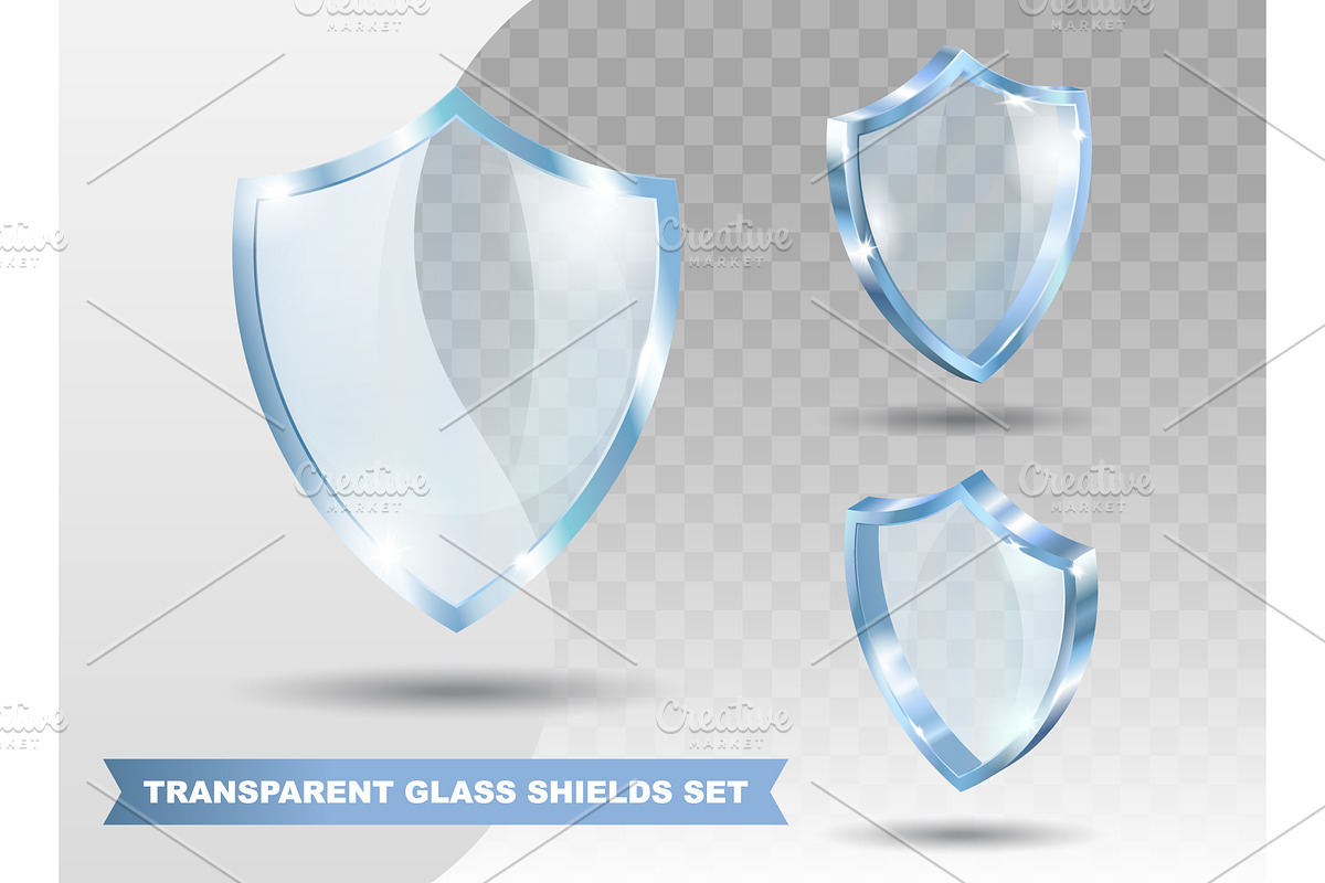 Shiny transparent glass shields, an Object Illustration by Yayasya
