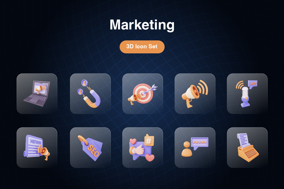 Marketing 3D Icons Set, an Object 3D Model by Kmg Design (Photo 2 of 3)