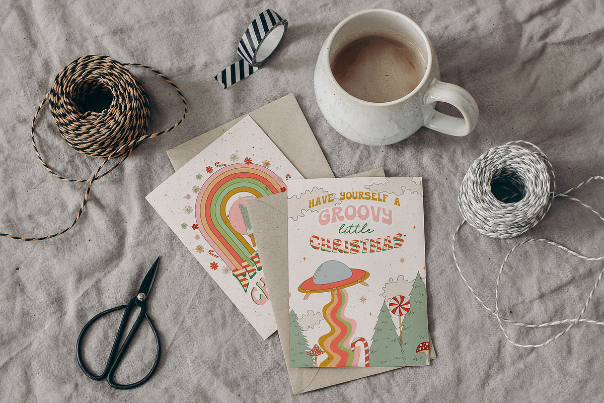 Holly Jolly Groovy Christmas, a Seasonal Illustration by Mio Buono (Photo 3 of 13)