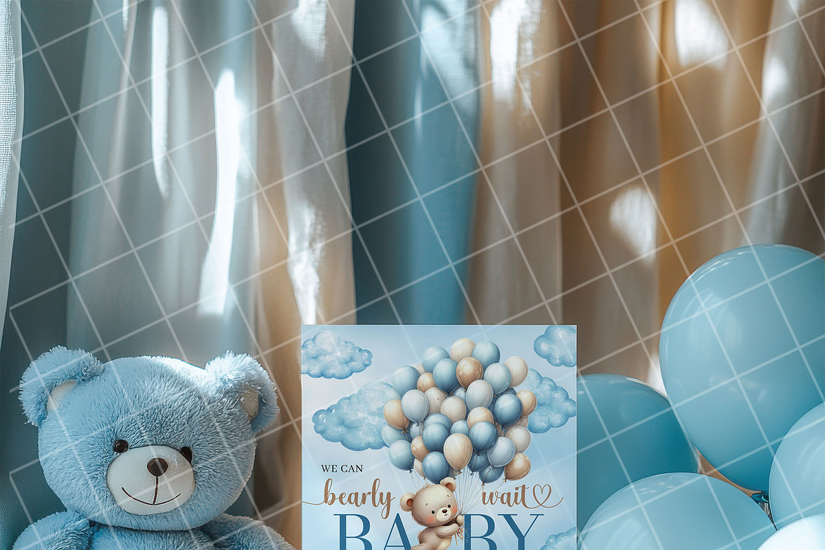 Boy baby shower invitation mockup PS, an Advertising Mockup by Blush Roses Print (Photo 4 of 8)