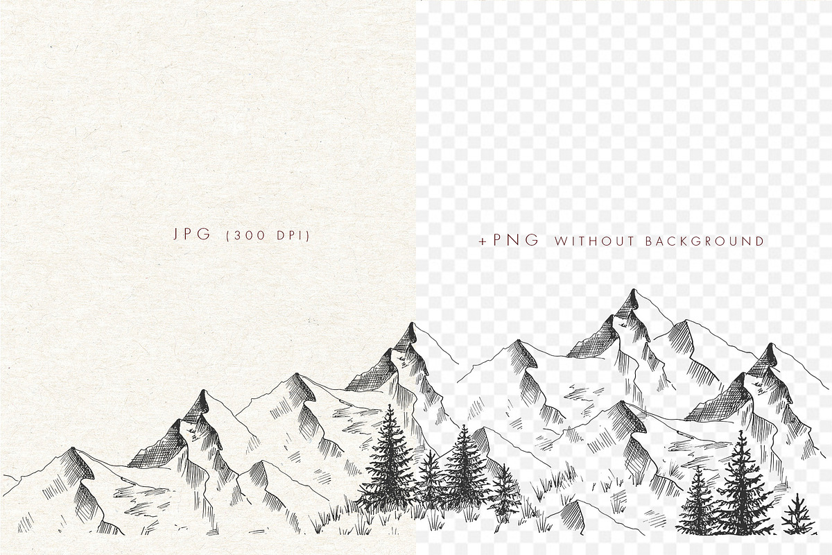 Mountains. Sketch landscape., an Illustration by Canatic (Photo 2 of 6)