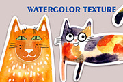 Watercolor funny cats sticker pack, an Object Graphic by NataLyaroArt (Thumbnail 5 of 6)