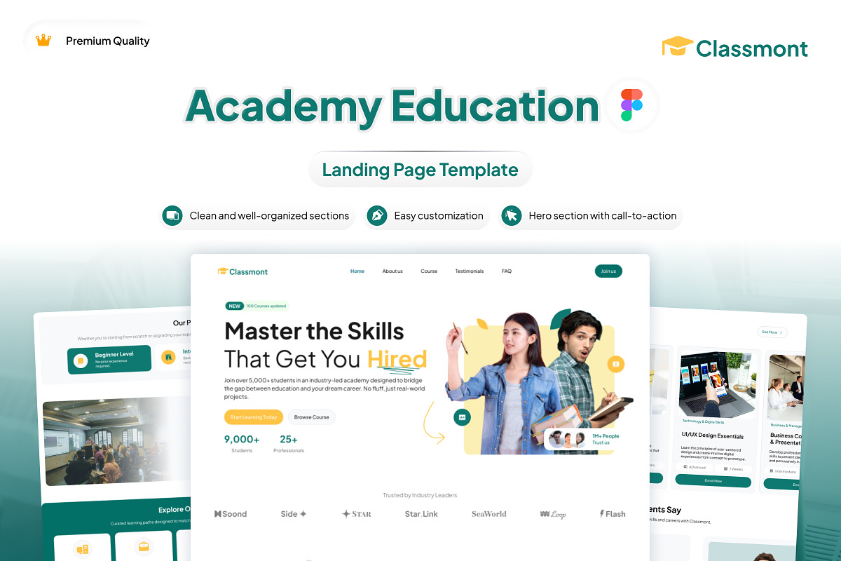 Academy Landing Page for Education, a Landing Page Template by Font Kingdom (Photo 1 of 5)
