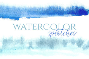 Blue watercolor splotches & stripes