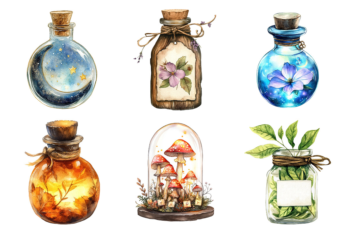 Fairy Apothecary Watercolor Clipart, an Illustration by Daily.Designs (Photo 4 of 5)