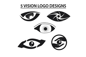 Pack of five modern eye logos, an Object Illustration by LogosDen