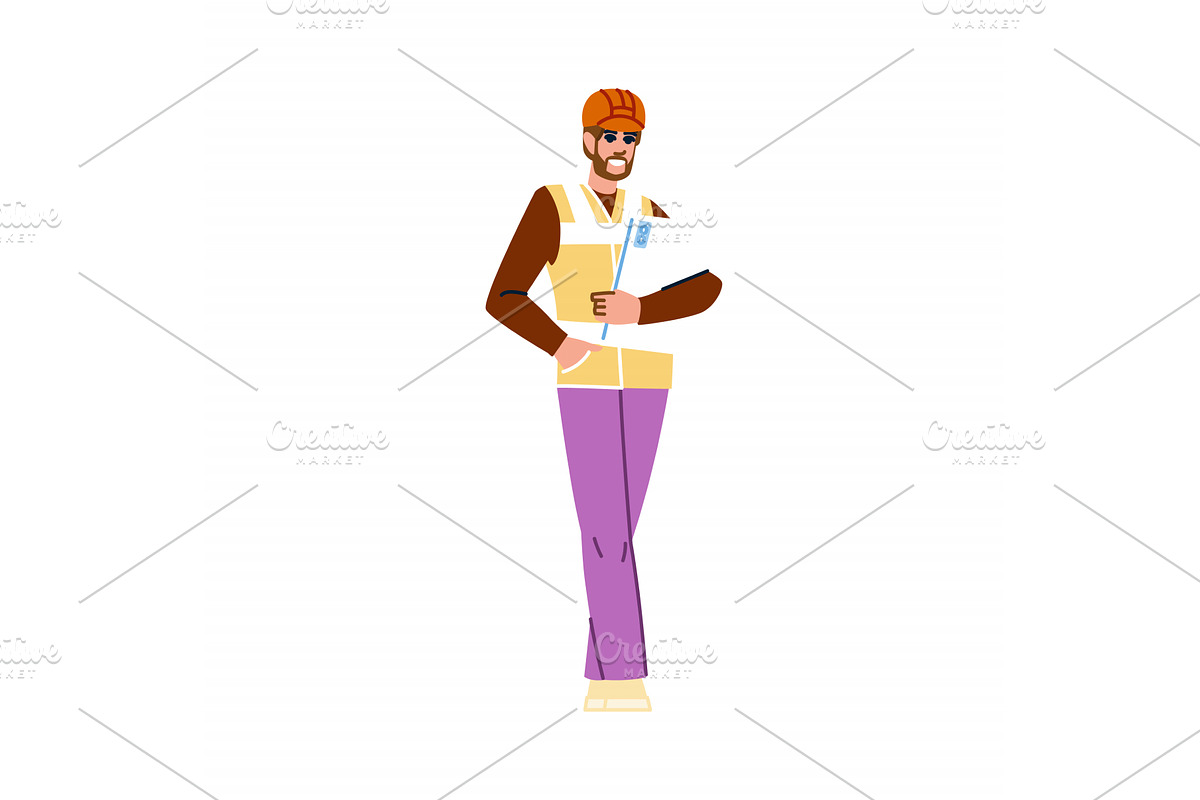 Construction worker holding, an Illustration by pikepicture