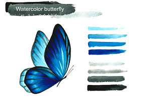 Blue Watercolor Butterflies