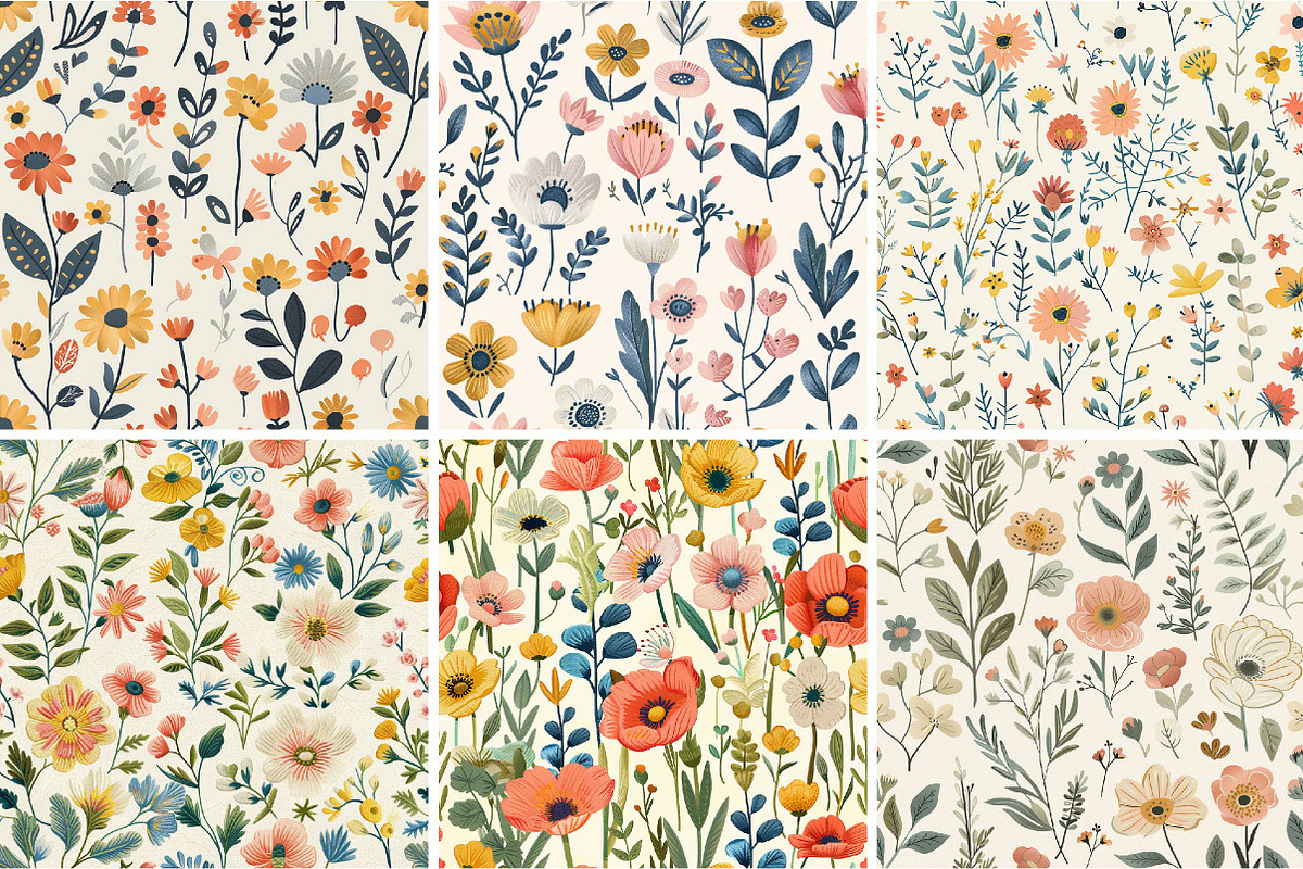 Hand Embroidered Style Digital Paper, a Texture Illustration by DreamPrint404 (Photo 2 of 3)