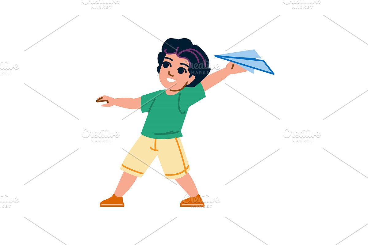Happy child playing and throwing, an Object Illustration by pikepicture